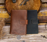Leather Passport Holder - with Snap Closure: Blue