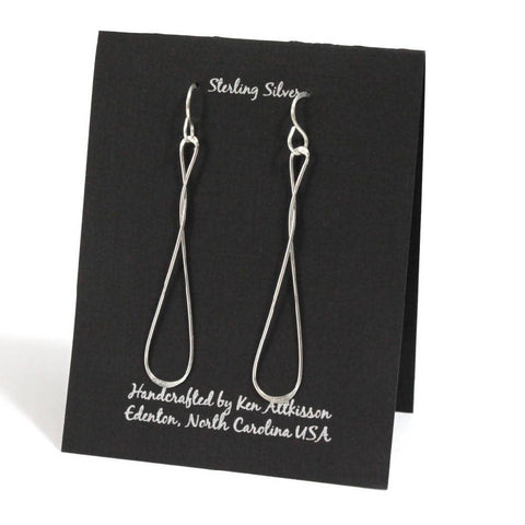 Ken’s handcrafted jewelry - Sterling Silver Earrings Twist/Drop Large