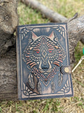 Wolf Embossed Leather Journal diary with 200 Handmade pages