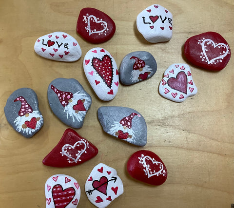 Hand Painted Valentine Rocks by Cecelia (one per purchase)