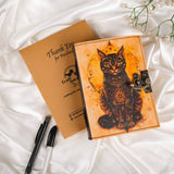 Leather Journal Vintage Notebook with Cat leather Print