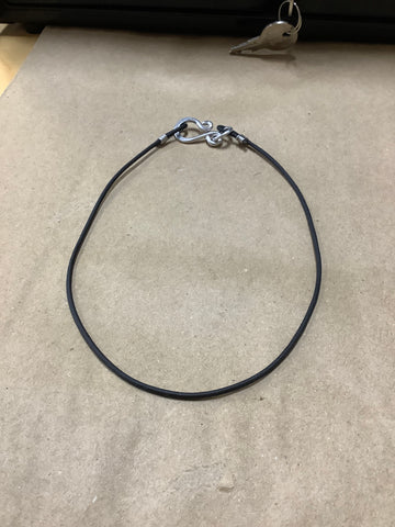 Leather Chain with Recycled Aluminum Clasp.