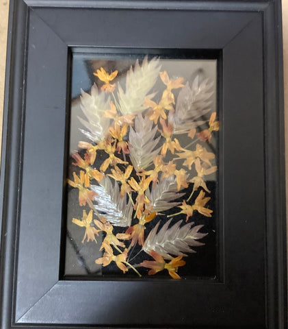 Framed Pressed Flower Arrangement by Cecelia. 3 1/2x 4 1/2”