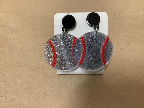Glittery Baseball Earrings by GG
