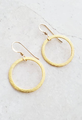 Sosie Designs - Gold Vermeil Brushed Circle Earrings
