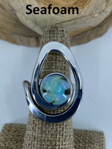 Open Teardrop Ring: Granite