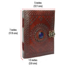 Leather  Notebook with Stone Mandala Embossed Travel Journal