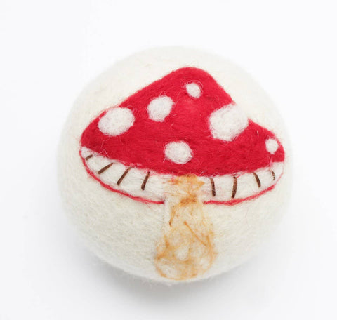 Ethical Global - Mushrooms: Eco Wool Dryer Balls Fair Trade: Red Mushroom