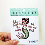 Tipsy Coasters & Gifts - Funny Sticker | She is tossed by the waves mermaid
