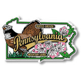 7 Star - Pennsylvania State Bird and Flower Map Magnet Made in USA