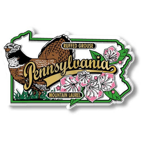 7 Star - Pennsylvania State Bird and Flower Map Magnet Made in USA