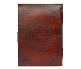 Leather  Notebook with Stone Mandala Embossed Travel Journal