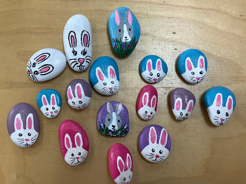 Hand Painted Bunny Rocks by Cecelia (one per purchase)