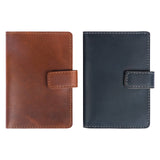 Leather Passport Holder - with Snap Closure: Blue