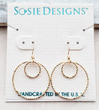 Sosie Designs - #5477 Gold Double Circle Diamond Cut Earrings