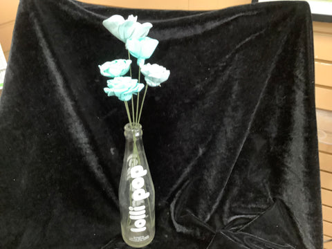 Vintage Soda Bottle “lollipop pop” with 5 Wooden Flowers by Kellee