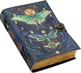 Vintage Leather Journal Notebook with Luna moth Butterfly Print