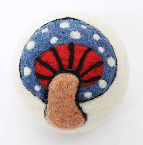 Ethical Global - Mushrooms: Eco Wool Dryer Balls Fair Trade: Blue/Red Mushroom