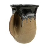 Clay in Motion - The Original Handwarmer Mug: Black and Brown / Left Hand