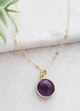 Sosie Designs - Gold Round Amethyst Necklace