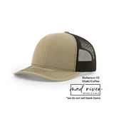 Bigfoot, Sasquatch on Richardson 112 Trucker Hat: Caramel/Black