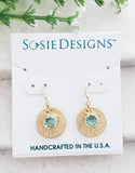 Sosie Designs - #5121 Matte Gold Brushed Crystal Reflections Earring - Aqua