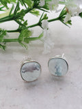 Sosie Designs - Sterling Silver Cushion Studs - Sea Foam Chalcedony