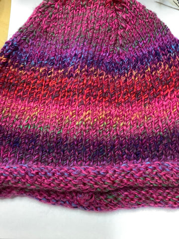 Adult hat hand knit by artist Carol