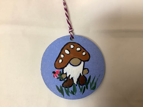 Wood Handpainted Gnome Ornament by Cecelia