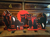 The Sawmill Shop - Red Halloween Wood Cutout Assortment: Two Owls