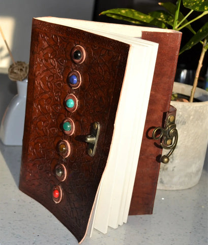 7 Chakra Leather Journal Chakra Stones Meditation