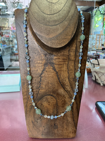 Blue and Greens Gemstones Silver necklace by Caitlin