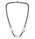 Classic Hardware - Safety Pin Link Necklace: Gun Metal