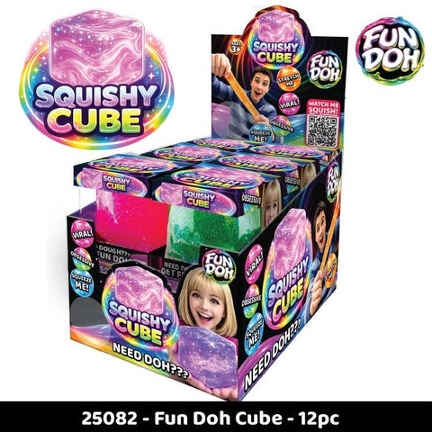 Novelty Brands - Fun Doh Squish & Squeeze Sparkle Cube Fidget Toy