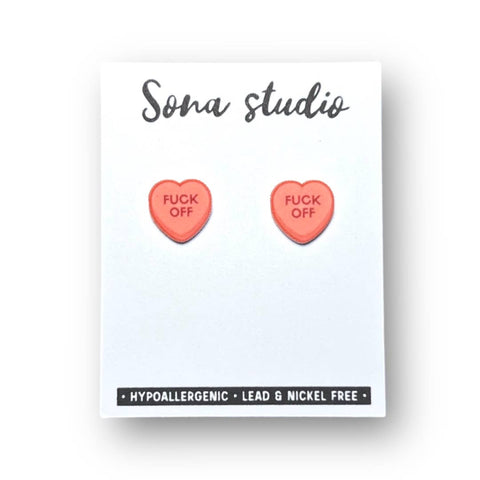 Sona Studio - Candy Heart Earrings (F#ck Off)