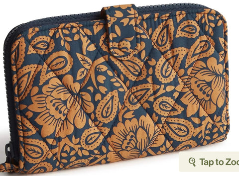 Vera Bradley Large Tab Wallet in Lotus Montage Roasted Pecan