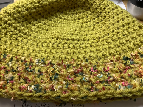 Citrine green crochet hat by artist Carol