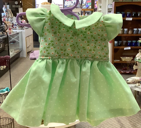 American Girl Doll Green Floral/Dot Dress by Carol