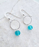 Sosie Designs - Cultured Sea Glass Diamond Cut Earrings - Turquoise