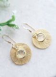Sosie Designs - #5120 Matte Gold Brushed Crystal Reflections Earring - Clear