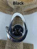 Open Teardrop Ring: Black