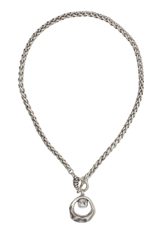 Chanour - Handmade Knit Pewter Crystal Necklace - NN3526