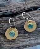 Sosie Designs - #5121 Matte Gold Brushed Crystal Reflections Earring - Aqua