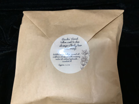 Tallow Shampoo/Body Bar “Sweet Orange” by Randis Roost