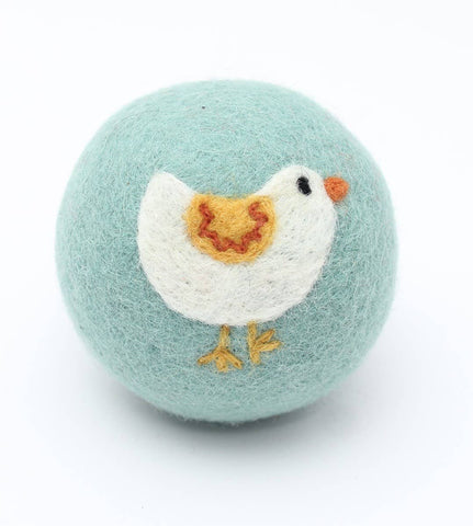 Ethical Global - Birds: Eco Wool Dryer Balls Fair Trade: White Bird (Blue Ball)