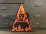 - Triangle Cat with Cauldron Wood Cutout: 7x5