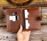Leather Passport Holder - with Snap Closure: Blue