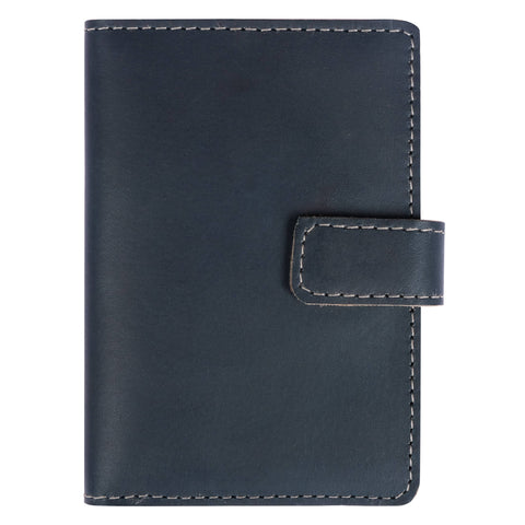 Leather Passport Holder - with Snap Closure: Blue