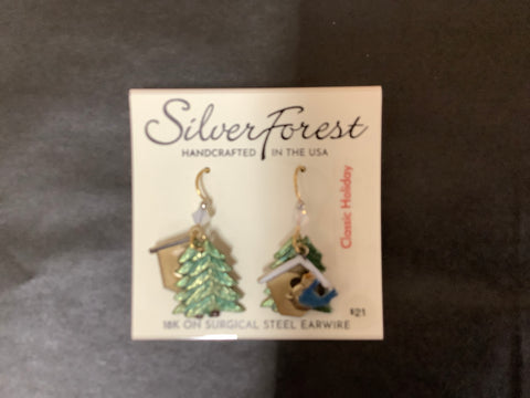 NE-2482C Silver Forest Holiday Earrings