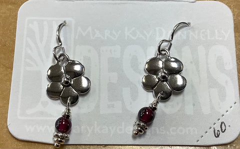 Daisy Earrings w/ garnet by Mary Kay Donnelly